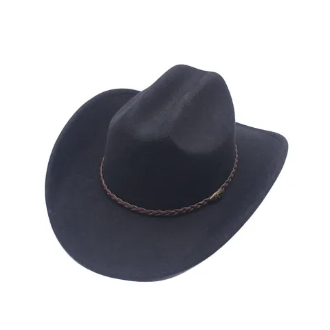Classic British Style Fedora Jazz Hat Men Women Woolen Felt Western Cowboy Hat For Travel Party Casual Solid Black Hat