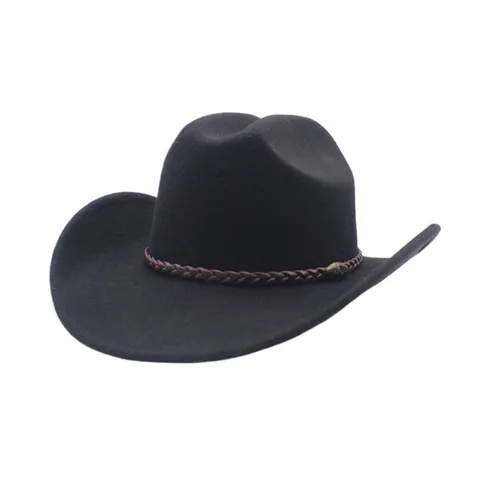 Classic British Style Fedora Jazz Hat Men Women Woolen Felt Western Cowboy Hat For Travel Party Casual Solid Black Hat
