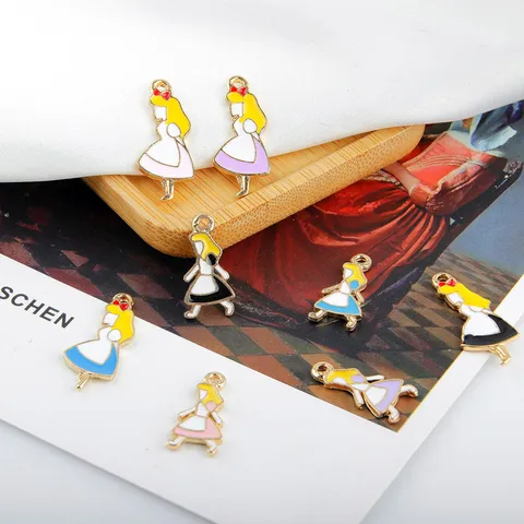 DIY Lega Smalto Alice Ragazza Ciondolo Ciondoli Personaggio Dei Cartoni Animati Accessori Per Gioielli