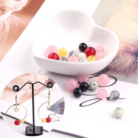 Perline Rotonde in Resina Imitazione Giada Colorate Perle Sciolte DIY Orecchini Fatti a Mano Accessori per Gioielli