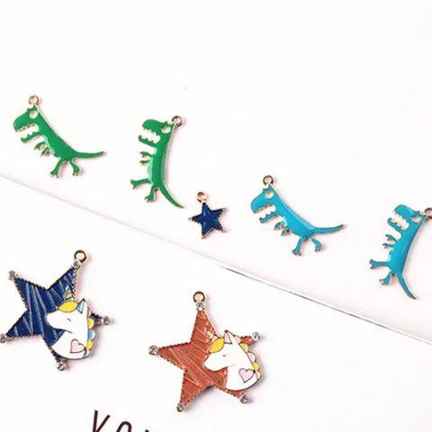 Ciondoli in Lega di Dinosauro Carino Accessori per la Creazione di Gioielli Fai-da-Te Ciondoli di Dinosauro in Smalto