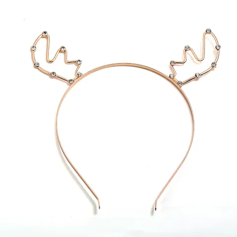 Serre-Tête Bois de Cerf en Alliage Vintage Strass Mignon Bandeau Corne de Renne en Cristal pour Noël Fête Enfants Accessoires Cheveux