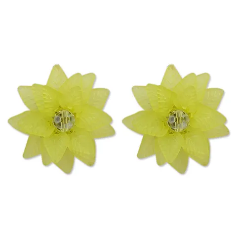 Euro-Amerikanischer Stil Mode Legierung Acryl Schicht Blume Ohrstecker Strass Verziert Botanisch Floral Ohrringe Tägliche Party Schmuck Für Damen