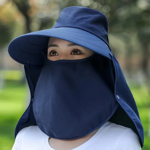 Women Sun Hat With Mini USB Fan Full Face Shield Neck Flap Wide Brim Acrylic Sun Protection Shading Breathing Hat For Cycling Beach Fishing Everyday Outdoor
