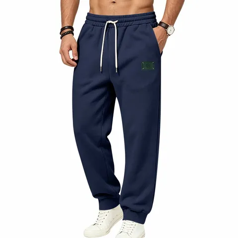 Men's Winter Fleece Lined Sweatpants Casual Loose Heavyweight Thermal Jogger Pants With Drawstring Cuffed Hem