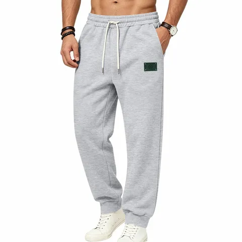 Men's Winter Fleece Lined Sweatpants Casual Loose Heavyweight Thermal Jogger Pants With Drawstring Cuffed Hem