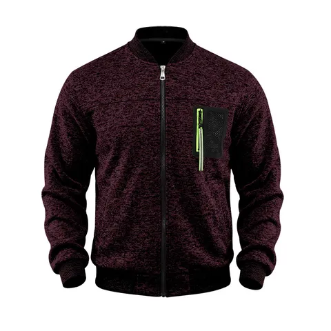 Men's Knitted Bomber Jacket Casual Baseball Collar Zipper Pockets Long Sleeve Outerwear For Autumn Winter