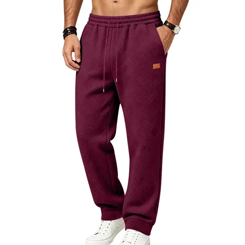 Men's Casual Loose Fit Joggers Sweatpants Heavyweight Textured Drawstring Straight Leg Athletic Commuter Pants