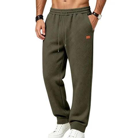 Men's Casual Loose Fit Joggers Sweatpants Heavyweight Textured Drawstring Straight Leg Athletic Commuter Pants