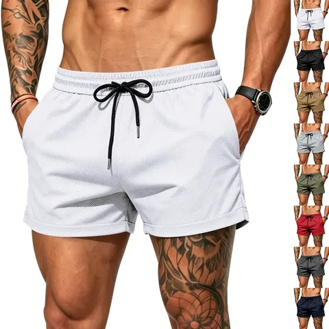 Men's Casual Sports Quick Drying Mesh Shorts Summer Beach Vacation Loose Breathable Athletic Running Shorts