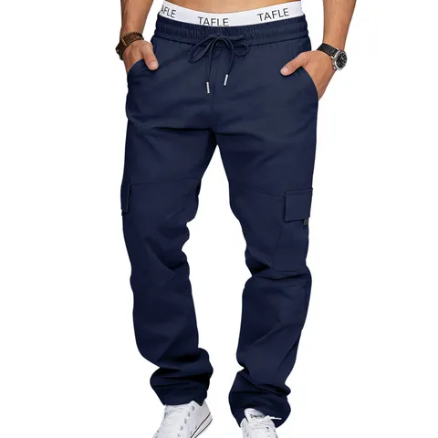 Men's Casual Tactical Cargo Pants Loose Fit Straight Leg Multi-Pocket Sweatpants Athletic Joggers Work Pants