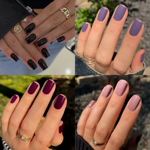 Short Square Press On Nails Solid Color Fake Nails Glossy Reusable Acrylic Nail Art For Women Daily Wear