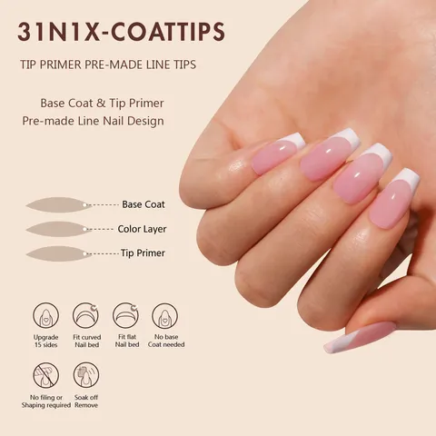 Franse Press-On Nagels In Doos Nepnagels Korte Amandel Franse Top Valse Nagels DIY Nail Art Kit Voor Dames