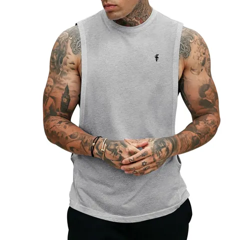 Men's Gym Muscle Tank Top Loose Sleeveless Vest Gothic Note Print Bodybuilding Sportswear Fitness Training Top Summer Activewear