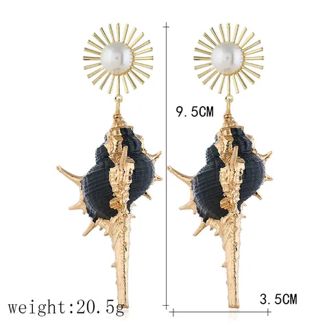 Natürliche Muschel Vergoldet Ohrringe Perle Sonnenblume Design Mode Ozean Stil Schmuck Für Damen