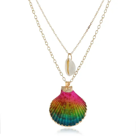 Moda Ocean Shell Necklace Retro Layered Clavicle Chain Natural Shell Pendant Alloy Fashion Jewelry Gift For Women