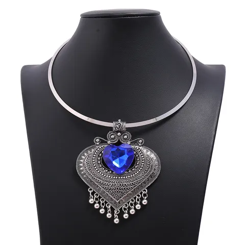Retro Vintage Styl alloy heart pendant necklace me fousnta kleidouki moda kosmima dora gia gynaikes