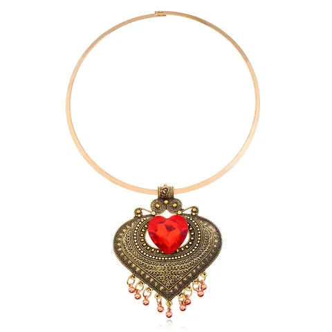 Retro Vintage Styl alloy heart pendant necklace me fousnta kleidouki moda kosmima dora gia gynaikes