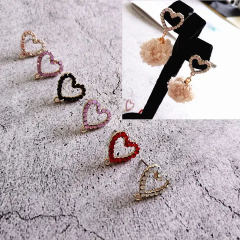Orecchini a Bottone con Strass a Cuore Stile Coreano Lega Gioielli da Donna