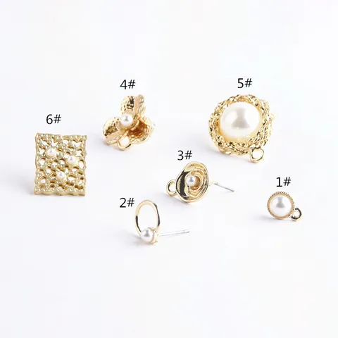 Vintage Barok Legering Kunstparel Oorknopjes DIY Handgemaakt Sieraden Accessoires Geometrisch Hol