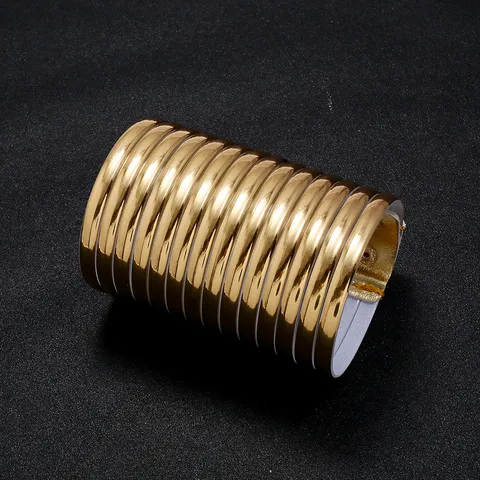 Wide PU Leather Multi Layer Snap Button Cuff Bracelet Punk European American Fashion Jewelry For Women