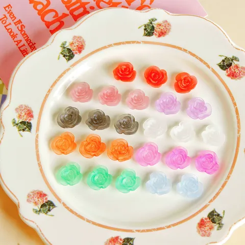 Cabochon in Resina con Bocciolo di Rosa Opaco DIY Gioielli Fatti a Mano Orecchini Accessori Artigianali