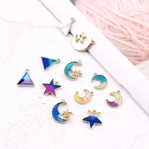Ciondoli Stella Luna Triangolo Smaltati in Lega Minimalista Coreana Accessori per Creazione di Gioielli Fai da Te per Orecchini Collana