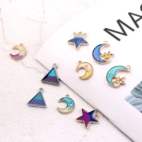 Ciondoli Stella Luna Triangolo Smaltati in Lega Minimalista Coreana Accessori per Creazione di Gioielli Fai da Te per Orecchini Collana