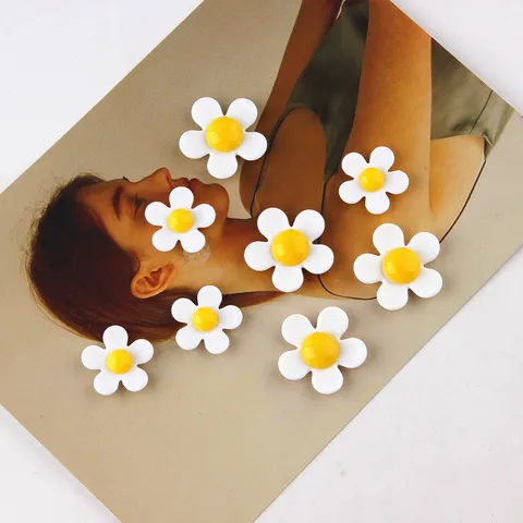 Acrylic Five Petal Sunflower Flower Cap DIY Handmade Hair Accessories Earrings Jewelry Findings Craft Parts
