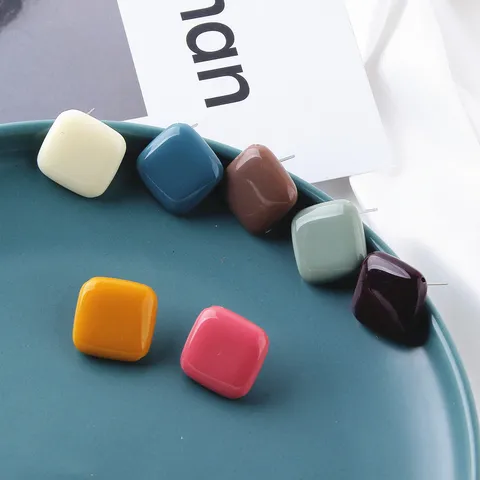 DIY Orecchini a Bottone in Resina Quadrati Geometrici Cabochon Retropiatto Accessori per Creazione Gioielli