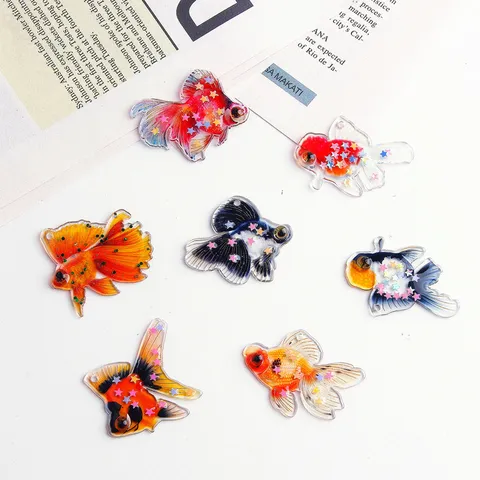Ciondoli di Pesce Koi in Resina Fai da Te Ciondoli Pesce Rosso Stella Glitter Trasparente per Orecchini Custodia per Cellulare