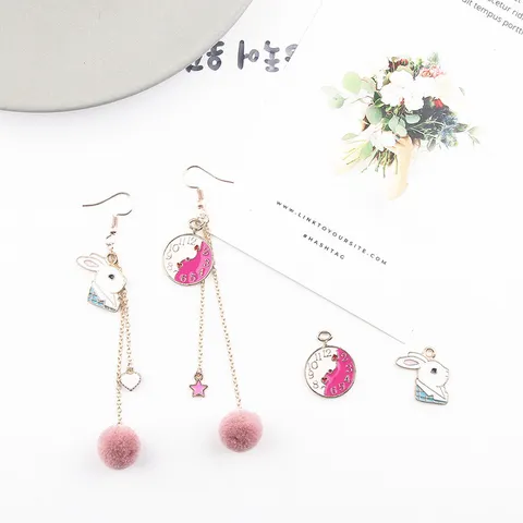 Estilo Coreano Gota de Aceite Aleación Lindo Conejo Reloj Colgante Charms DIY Accesorios de Joyería Para Pendientes Collar