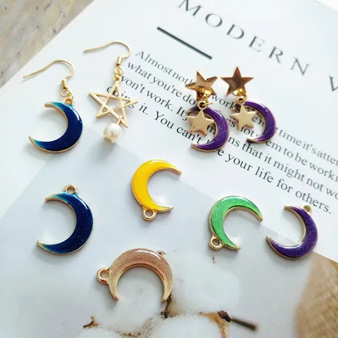 Ciondoli Luna in Smalto di Lega Simpatici Pendenti Per Creazione di Gioielli DIY Orecchini Collana Accessori