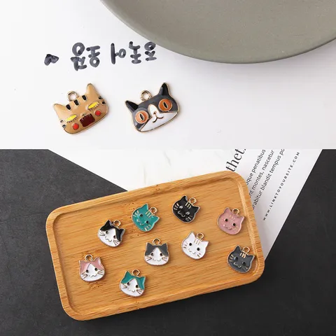 DIY Lega Ciondoli Gatto Strass Smalto Simpatici Pendenti Animali Per Orecchini Fatti a Mano Accessori per Gioielli Forniture Artigianali