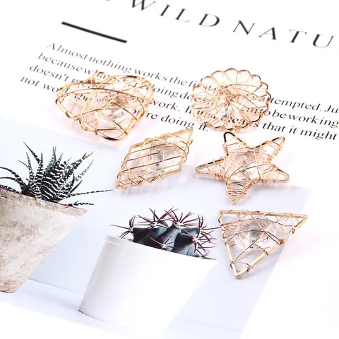 DIY Filo di Rame Avvolto Zircone Geometrico Stella Fiore Diamante Cuore Ciondolo Creazione di Gioielli
