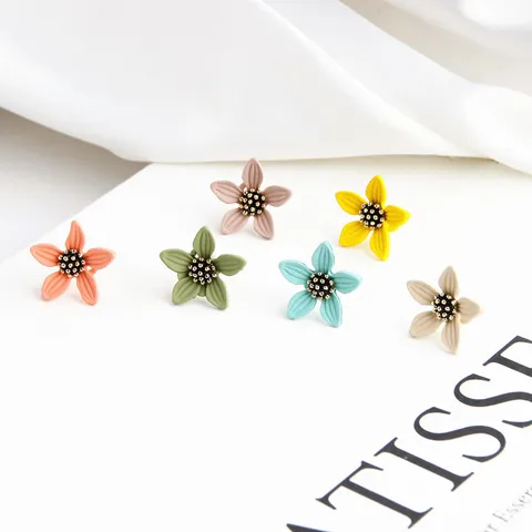DIY Lega Verniciato Orecchini a Bottone Fiore Dolce Floreale Componenti per Orecchini per Donne Moda Creazione di Gioielli Regalo