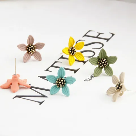 DIY Lega Verniciato Orecchini a Bottone Fiore Dolce Floreale Componenti per Orecchini per Donne Moda Creazione di Gioielli Regalo