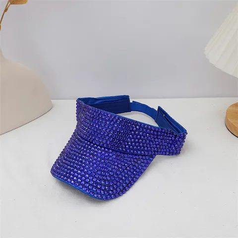 Visera Solar Sin Parte Superior de Diamantes de Imitación Sombrero Brillante Cristal Verano Playa Exterior Protección Solar Sombrero de Moda Casual Para Mujeres