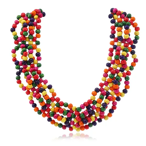 Bohemian Ethnisch Mehrfarbig Holzperlen Quaste Halskette Ohrringe Set Afrikanischer Stil Mehrlagig Strand Choker Ohrringe Set Für Damen Party Urlaub Schmuck Geschenk