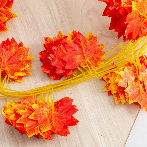 Artificial Maple Leaf Vine Garland Silk Fall Leaves Fake Plants Hanging Foliage For Home Wedding Party Outdoor Decor