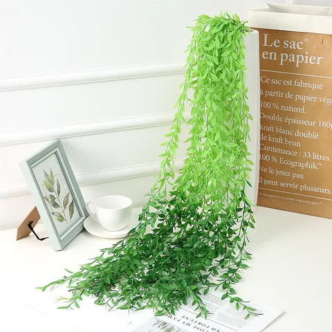 Artificial Willow Vine Fake Greenery Garland Hanging Plant For Home Wedding Party Wall Decor Green Silk Leaves
