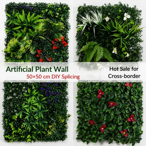 Panneau Mural de Plantes Artificielles Eucalyptus Vert Fougère de Boston Fausse Herbe pour Centre Commercial et Décoration Intérieure