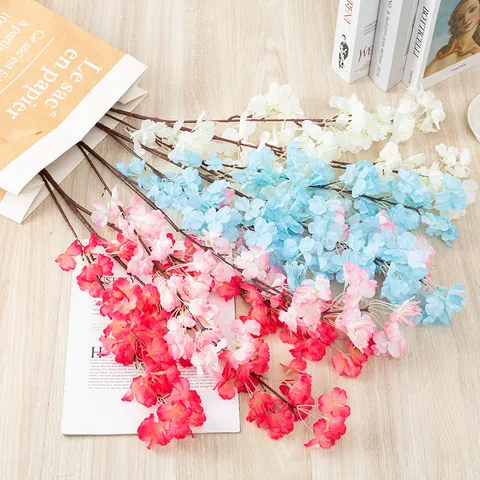 Branches de Fleurs de Cerisier Artificielles Fleur de Soie Faux Cerisiers Pour Mariage Déco Maison Fête Arrangement Floral