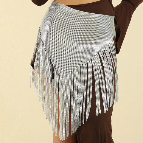 Sexy Exotic Zinc Alloy Rhinestone Waist Chain Tassel Sequin Belly Dance Belt Hip Scarf Costume For Halloween Performance Women Jewelry