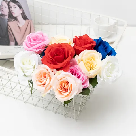 Fleur de Rose en Soie Artificielle Tige Unique Rose à Courte Tige pour Décoration de Maison Fête de Mariage Saint-Valentin Arrangement Floral