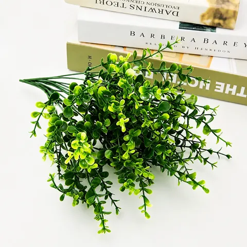Bouquet d'Eucalyptus Artificiel Plante Fausse en Plastique Feuillage pour Décoration d'Intérieur Arrangement Floral Fête de Mariage