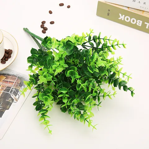 Bouquet d'Eucalyptus Artificiel Plante Fausse en Plastique Feuillage pour Décoration d'Intérieur Arrangement Floral Fête de Mariage
