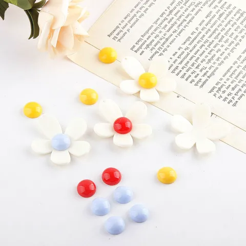 Stile Ins Coreano Colore a Contrasto Fiore Acrilico Resina Mezzaluniero DIY Fatto a Mano Gioielli Orecchini Accessori Materiali