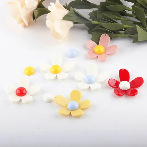 Stile Ins Coreano Colore a Contrasto Fiore Acrilico Resina Mezzaluniero DIY Fatto a Mano Gioielli Orecchini Accessori Materiali