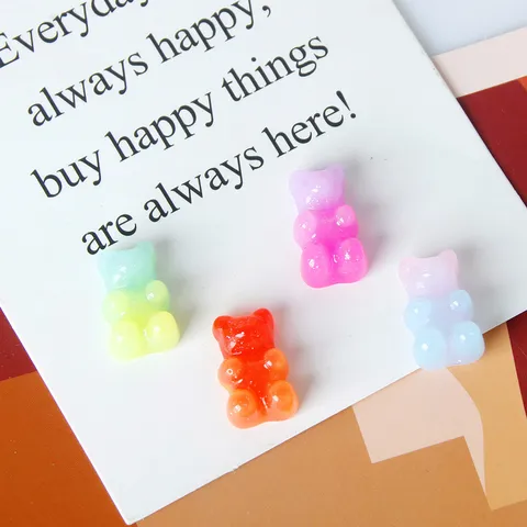 Süße Bär Harz Flatback Cabochons Bunte Kleine Tier Charms Für DIY Schmuck Ohrringe Haarnadeln Handwerk